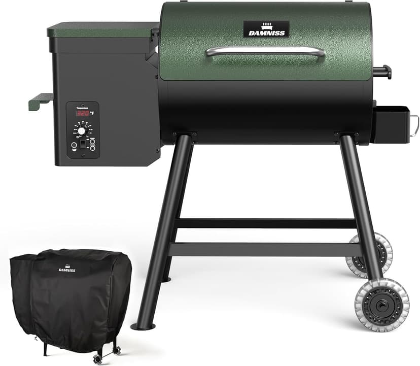 Grills DAPG-03 Electric Wood Pellet Smoker Grill, 456 SQ.IN Cook Area Pellet Grill with Auto Feed & PID Temperature Control (180-450°F), 8 in 1 BBQ Grill & Rain Cover for Backyard Outdoor