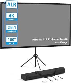 Portable Projector Screen with Stand, ALR Projector Screen 100 Inch 16:9, Outdoor Projection Screen, High Contrast, Work in Ambient Light, Compact, Easy Setup, Idea for Home Cinema, Backyard Party