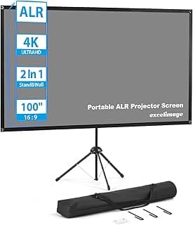 Portable Projector Screen with Stand, ALR Projector Screen 100 Inch 16:9, Outdoor Projection Screen, High Contrast, Work in Ambient Light, Compact, Easy Setup, Idea for Home Cinema, Backyard Party