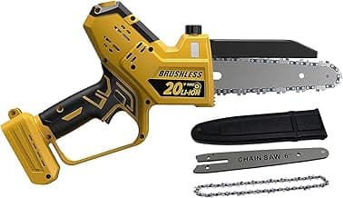 Mini Chainsaw for Dewalt 20V MAX Battery, Auto-Oiler, 8-Inch and 6-Inch 2-IN-1 Brushless Cordless Pruning Chainsaw, Battery Powered Mini Chainsaw for Wood Cutting (Tools only)