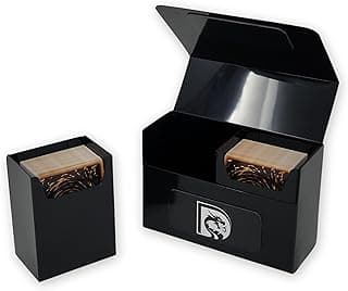 Dual Deck Box with Magnetic Flip Lid | 200+ Standard-Size Trading Card Capacity | Double Deck Box Plastic Storage Organizer | Holds up to 2 Decks for Tournament Play, Black