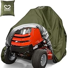 Riding Lawn Mower Cover, Heavy Duty 600D Oxford Outdoor Tractor Cover Waterproof UV Protection Lawn Mower Cover Fit Decks up to 54" with Elastic Cord & Storage Bag, Green