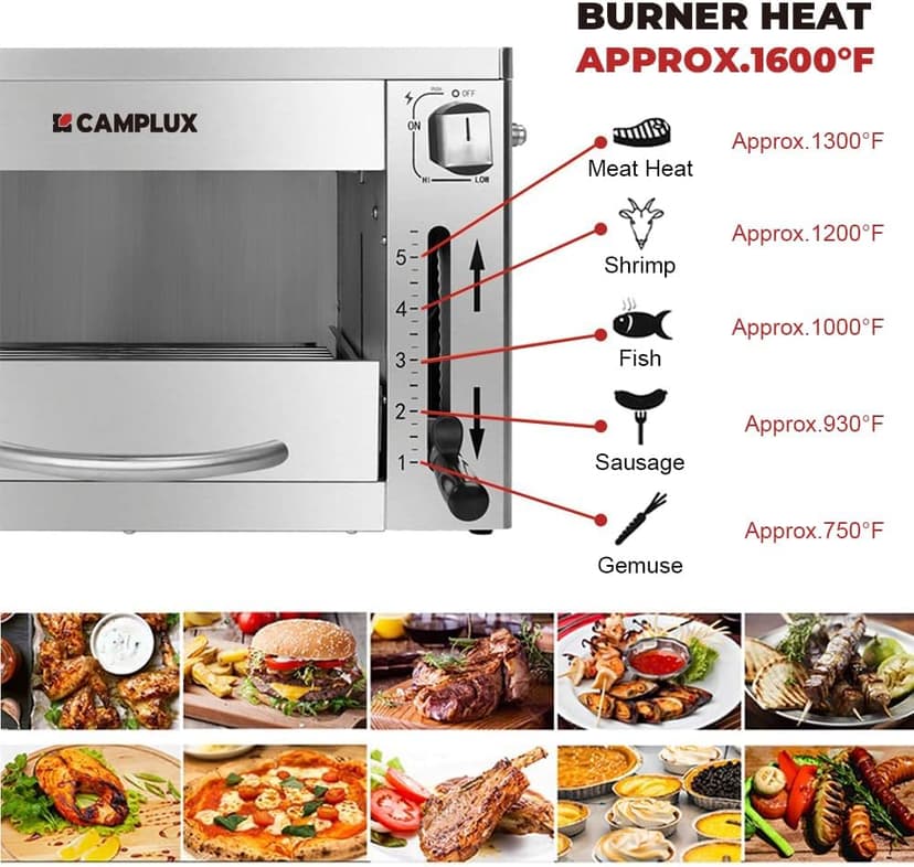 Camplux Propane Infrared Steak Grill,1600℉ Fast Efficient Heating Outdoor Portable Gas Grill with Vertical Cooking,Stainless Steel Single Burner Propane Gas Grill,Perfect for Steak,Ribeyes,Picnic,BBQ