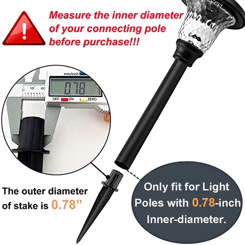 Metal Stakes Solar Lights Replacement Spike - Outdoor Ground Stake for Garden Lights Landscape Yard Pathway Patio Lamps Pole (Metal-8 Pack)