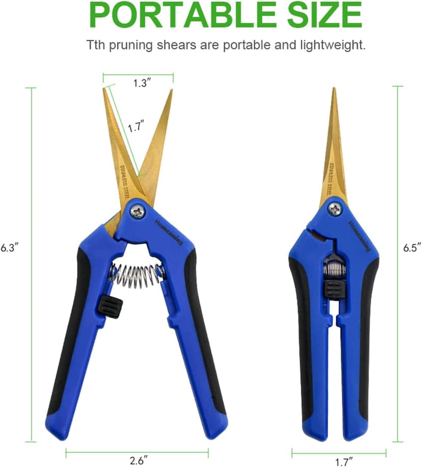 12PCS Pruning Shears with Curved Blades, Garden Trimming Scissors, Gardening Hand Pruning Snips Titanium Coated Precision Bonsai Pruning Shears, Convenient Flower Cutters (Blue)