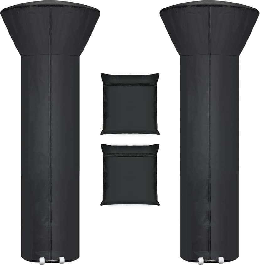[2 Pack] Patio Heater Covers with Zipper and Storage Bag,Waterproof,Dustproof,Wind-Resistant,Sunlight-Resistant,Snow-Resistant,Black,89'' Height x 33" Dome x 19" Base