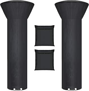 [2 Pack] Patio Heater Covers with Zipper and Storage Bag,Waterproof,Dustproof,Wind-Resistant,Sunlight-Resistant,Snow-Resistant,Black,89'' Height x 33" Dome x 19" Base
