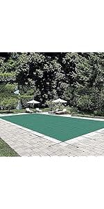 VEVOR Inground Pool Safety Cover 18' x 36' Rectangle with 4x8ft Center End Step, Safety Pool Covers Green Mesh, 15-Year Warranty, Triple Stitched, MAX Strength Winter Safety Cover for Children & Pets