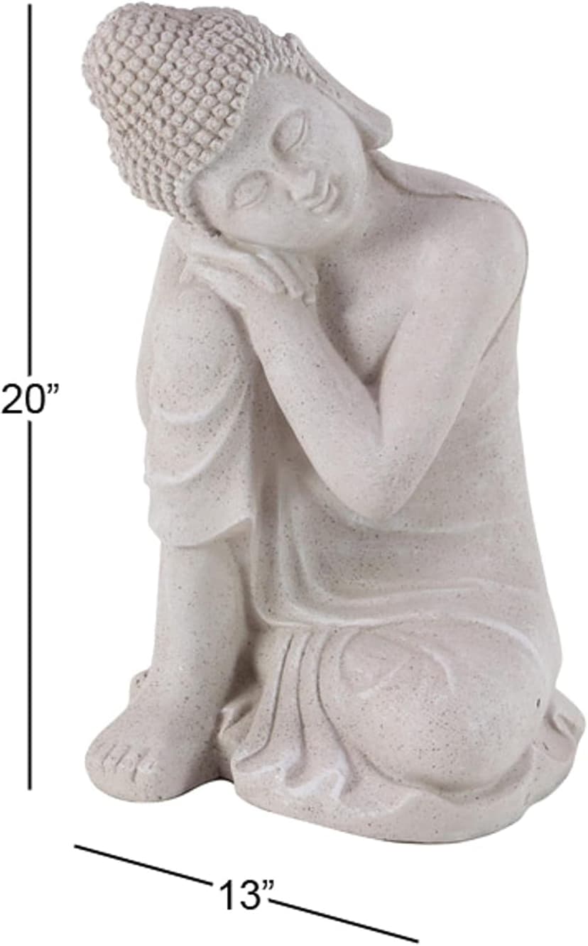 Deco 79 Magnesium Oxide Buddha Decorative Garden Sculpture Indoor Outdoor Meditating Garden Statue, Outdoor Sculpture 13" x 13" x 20", Gray