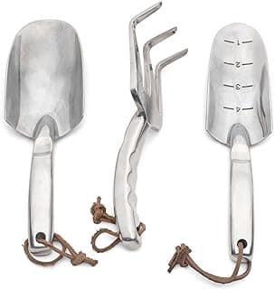 Kings County Tools Trowel, Shovel and Garden Fork Set | Polished Cast-Aluminum | Soil Cultivation Kit | Great for All Ground Conditions | Smooth Handle with Thumb Recess