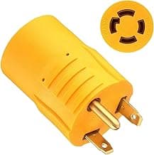 NEMA TT-30P to L14-30R Adapter, 30 Amp 3 Prong Male to 4 Prong Female Twist Locking RV Generator Plug Adapter for Campers and Portable Generators