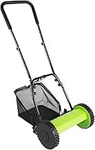 12-Inch Lawn Reel Mower, 5-Blade Push Reel Mower Manual Adjustable Cutting Height with 6 Gallons Grass Catcher Easy to Use for a Green Healthy Lawn