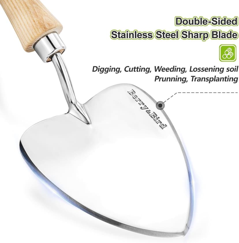 Perennial Trowel, Oversized Garden Potting Trowel with Sharp Blade Wood Hand Shovel, Stainless Steel Planting Trowel Gardening Tool for Roots,Planting,Digging,Transplanting and Cutting