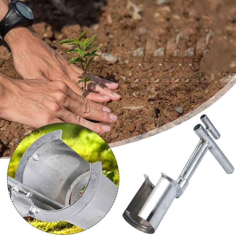 Bulb Planter Tool,Stainless Steel Fruit Tree Transplant Drilling Tool,Plant and Fruit Tree Seedling Transplanter with Long Handle,Handheld Soil Sampler,for Spring Planting Digging Transplanting