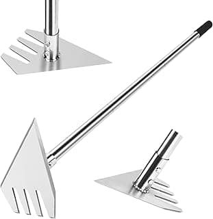 4 in 1 Garden Tool Lengths Adjustable Garden Hoe Stainless Steel Blade Head Razor Sharp Garden Hoe Tool Heavy Duty for Loosening The Soil Weeding Digging Holes Length 56.3 Inch