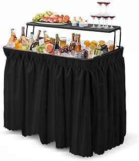 VINGLI Portable Cooler Table with Extra Storage Shelf, Alloy Steel, Black, Picetable Model