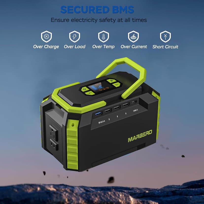 MARBERO 200W Solar Generator 222Wh Portable Power Station with Solar Panel 40W Included 60000mAh Power Supply with AC Outlet 100V 300W Max for Camping Emergency Home Backup