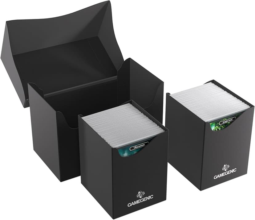 Gamegenic Double Deck Holder 200+ XL - Compact Storage Solution for Two Decks or 200 Double-Sleeved Cards, Includes Two Removable Deck Holders, Black Color, Made