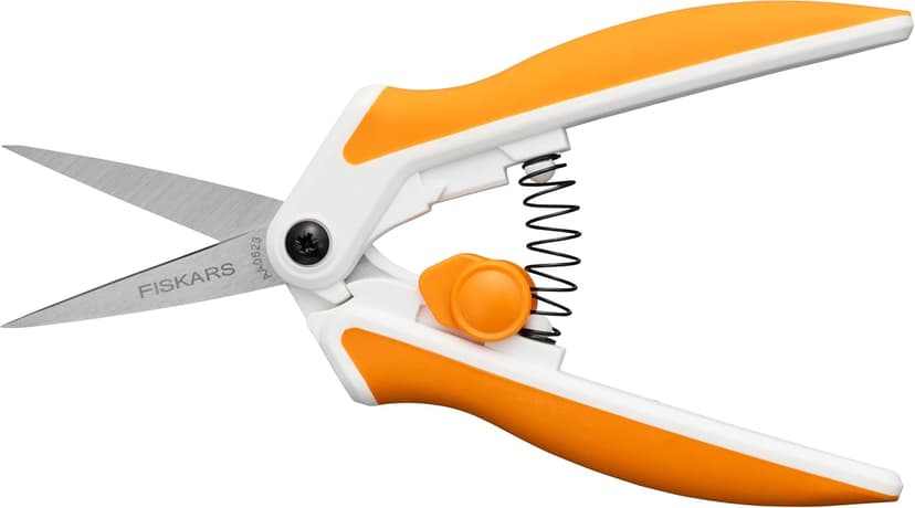 Fiskars Micro-Tip Spring Assisted Scissors, Precision Cutting Stainless Steel Blades, Comfort Handle, Cut Details in Fabric, Sewing Scissors and Arts and Crafts Tools