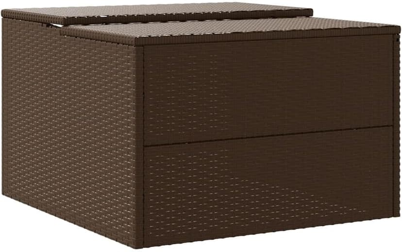 vidaXL Robot Mower Garage - Brown Poly Rattan, Weather-Resistant Storage Shed, 33.9"x35.4"x20.5"/22.4" for Garden Robotic Lawn Mower