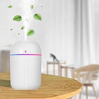 Portable Mini Humidifier, 220ml Small Cool Mist Humidifier, USB Personal Desktop HumidifierSmall Humidifier for Plants Portable Humidifiers for Bedroom, Humidifiers for Bedroom USB Powered No Battery