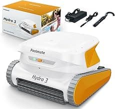 Poolmate Hydro 3 Robotic Pool Cleaner, 150W Cordless Pool Vacuum for 861-1076 sq.ft, Max 200mins Runtime, 4.1L Filter Basket, Pool Skimmer with Wall Climbing, Waterline Lateral Cleaning (2024 Updated)