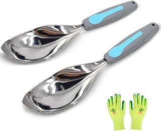 Jardineer Multi-Use Soil Scoops, Stainless Steel Garden Trowel, All-in-One Cultivator, Weeder, Transplanter (Blue)