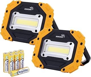 sunzone Portable LED Work Light,Flood Lights, Job Site Lighting, Super Bright Waterproof for Outdoor Camping Hiking Car Repairing Fishing Workshop Battery Included with Emergency SOS Model