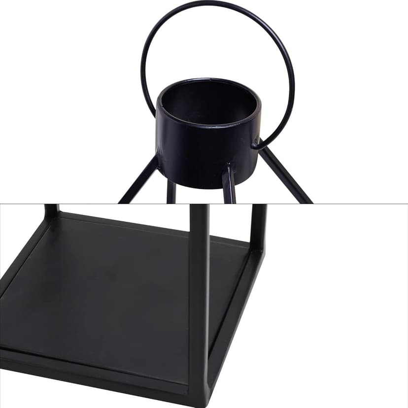 HPC Decor Modern Farmhouse Lanterrn Decor- Black Metal Candle for Christmas- Lanterns w/Timer Flickering Candles for Living Room,Home,Indoor, Outdoor,Table,Fireplace Mantle Décor