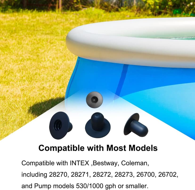 4 PCS Swimming Pool Pump Strainer Hole Plug Replacement for Bestway & Intex Pools Ground Swimming Plug Wall Plug Stopper (Black)