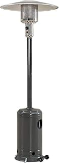 Sunjoy 47,000 BTU Avanti Outdoor Portable Propane Heater for Patio and Garden with Safety Auto Shut Off Valve and Wheels, Gray