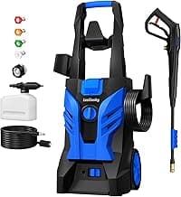Electric Pressure Washer, Power Washer with Foam Cannon, Portable Pressure Cleaning Machine with 4 Different Nozzles for Cars, Driveways, Fences, Patios, Home Cleaning, 2.5 GPM