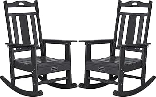 nalone Outdoor Rocking Chairs Set of 2, HDPE All Weather Resistant Rocking Chair for Porch, Oversized Patio Rocker Chair for Adult, Outdoor Rockers for Garden Lawn