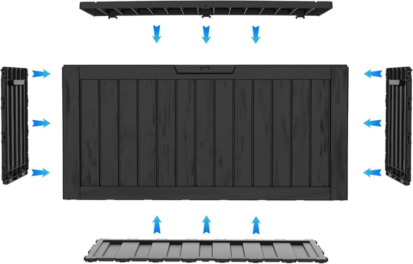 80 Gallon Lockable Resin Deck Box with Wheels, Waterproof & UV-Resistant Outdoor Storage Box for Outdoor Cushion Storage, Tools Storage and Delivery, Black
