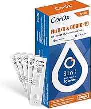 CorDx TyFast 10 Mins Flu A/B & Covid 19 Multiplex Rapid Test, Results in 10 Minutes—Precision Skip The 15 Wait, FDA Authorized, at Home 3 in 1 Combo Kit, 5 Tests, Use-Friendly & No Discomfort