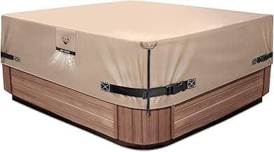 1000N Tearing Strength Hot Tub Cover Protector [900D Upgrade Fabric] 85 x 85 inch fits 84 x 84, 83 x 83, 82 x 82 inch or 81 x 81 Square SPA, Hot Tub Covers Replacement-Wheat