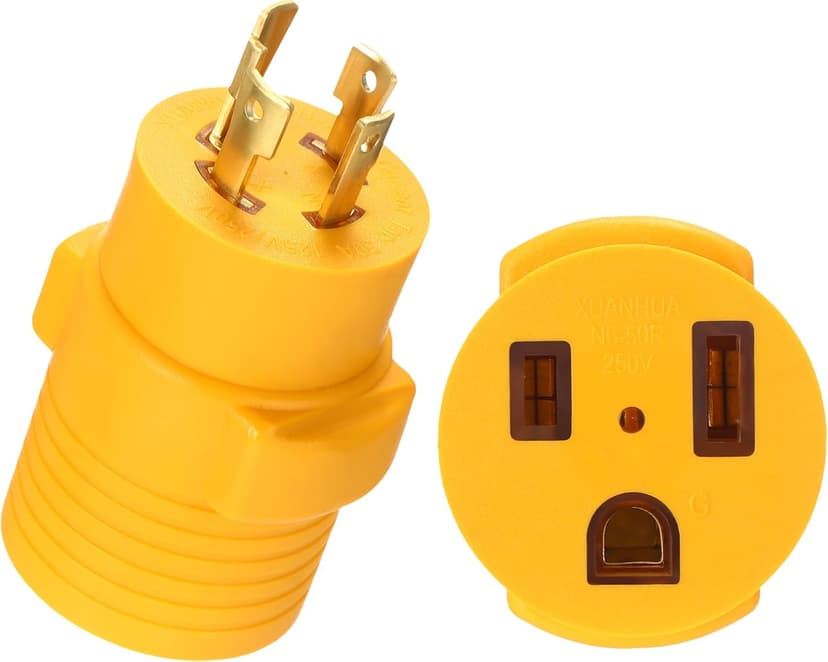 Kanayu Generator to Welder Adapter Compatible with Nema L14-30p to 6-50r 30 Amp 4 Prong Lock Male Plug to 3 Prong Female Receptacle Adapter Dryer Ev Charger Power Cord Connector 250v(Yellow)
