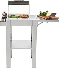 KENYON Frontier Touch Control Electric Grill with Stand, Stainless Steel, Single Burner, Freestanding Grill, UL Approved for Indoor and Outdoor Use, Disposable Drip Tray, Auto Shut Off, 120V