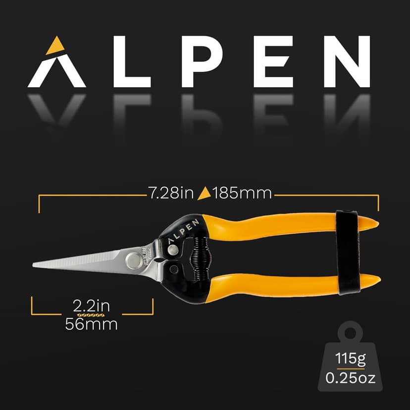 Alpen Rigi 300 Garden Snips – Japanese Stainless Steel Blades, Ultra-Sharp, Rust-Resistant, Precision Cutting for Herbs, Flowers, and Harvesting, Comfortable & Durable