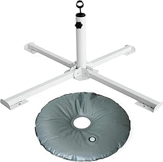AMMSUN Foldable Portable Beach Umbrella Stand-Portable Patio Umbrella Base Holder,Outdoor Sunshade Anchor,with Weight Bag,Rust Free Tempered Iron Umbrella Stand for Courtyard,Garden,Beach,Grass
