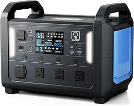 TB1200 Portable Power Station, 1152Wh LiFePO4 Solar Generator, 3*1200W(Peak 2400W)AC outlets, fully recharged in 2 hrs, Backup Battery for Camping, Off-grid, Home Blackout (Solar Panel NOT Included)