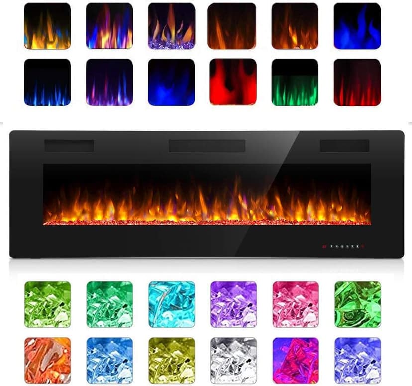 Antarctic Star 36 Inch Electric Fireplace in-Wall Recessed and Wall Mounted, Fireplace Heater and Linear Fireplace with Multicolor Flame, Timer, 750/1500W Control by Touch Panel & Remote