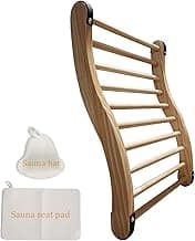 Red Cedar Sauna Backrest for Barrel or Infrared Sauna Slip-Resistant, Non-Toxic, Comfortable S-Shape Design - Cedar Sauna Accessories with Felt Sauna Hat and Seat Pad (1 Pack)