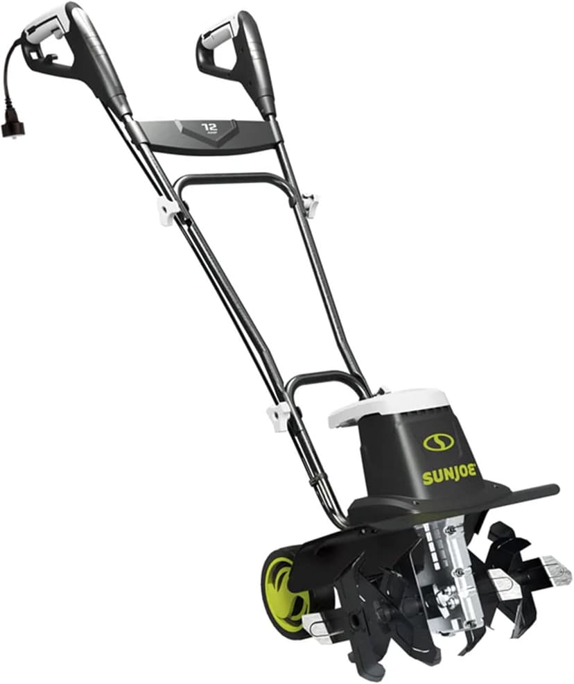 Sun Joe Electric Garden Tiller Cultivator, Steel Tines, 12 Amp, 16 Inch, Black - Heavy-Duty Gardening Machine & Equipment for Gardens, Lawns & Yards