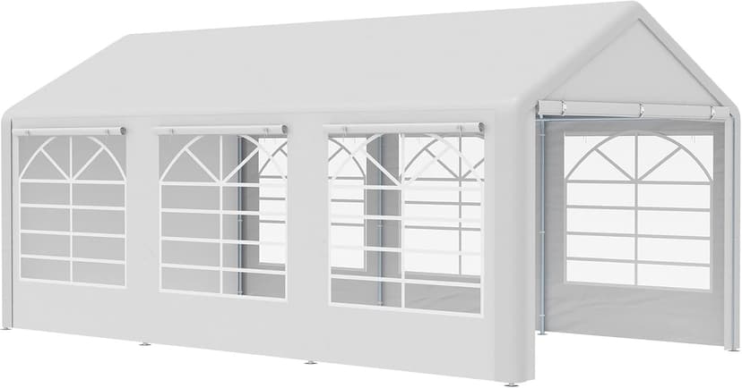 Outsunny 16' x 32' Heavy Duty Party Tent & Carport with Removable Sidewalls and Double Doors, Large Canopy Tent, Sun Shade Shelter, for Parties, Wedding, Outdoor Events, BBQ, White
