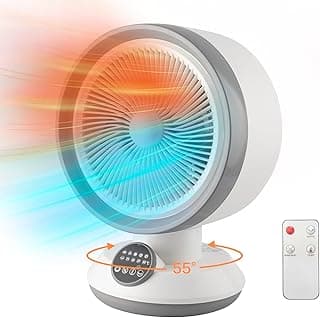 2 in 1 Heater Fan Combo, 1500W Portable Space Heater with Adjustable Temperature, Electric Cooling Fan with Oscillating,Overheat & Tip-Over Protection, Ideal for Home & Office Use