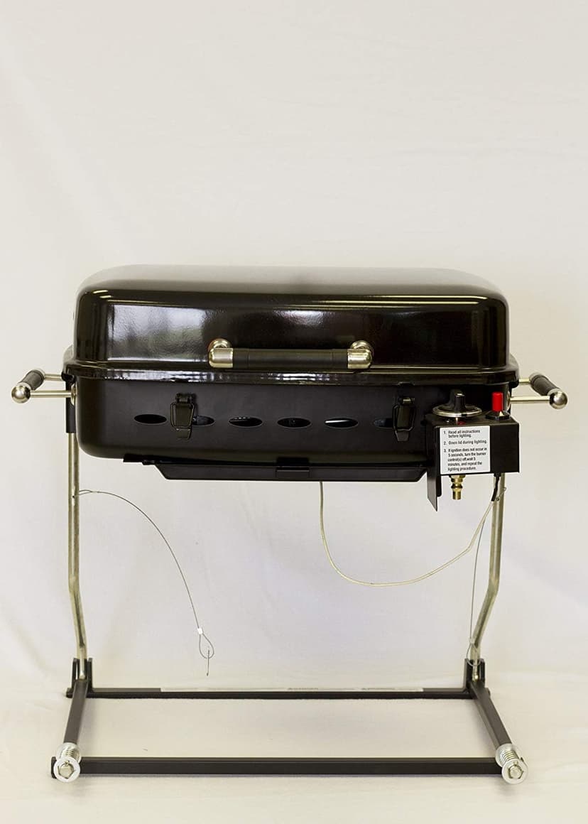 Flame King - YSNHT500 RV Or Trailer Mounted BBQ - Motorhome Gas Grill - 214 Sq Inch Cooking Surface - Adjustable Flame Controller, Black