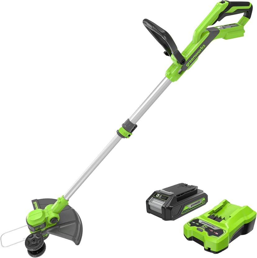 GreenWorks 24V Cordless String Trimmer/Edger (Gen 2), 12" Cutting Width, Ultra-Light 6 lbs Design, Women & Senior-Friendly, 2.0Ah Battery & Charger
