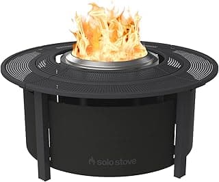 Solo Stove 42 Inch Fire Pit Surround Tabletop - Portable Protective Barrier for Wood Burning Fire Pits for Safety & Extra Space - Powder-Coated Steel and UV-Resistant Outdoor Fabric, Black