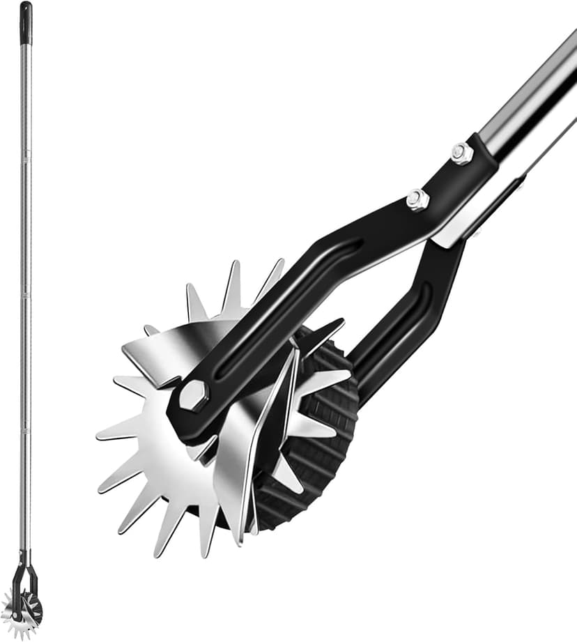 Wheel Rotary Edger Lawn Tool, Sidewalk 66.7Inch Manual Lawn Edger, Grass Edge Trimmer, Adjustable Stainless Steel Handle with Cushion Grip，Soil, Garden and Yard Tool